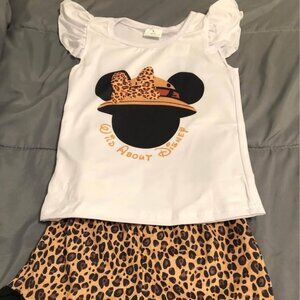Minnie Mouse Wild About Disney girls outfit. Available in 12-18M, 2T, and 3T